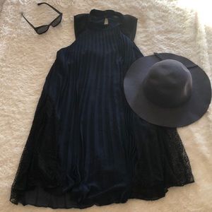 BCBGeneration navy crepe dress with lace details